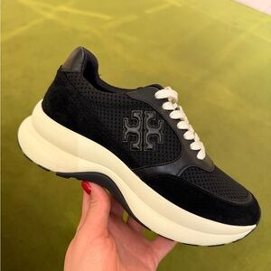 Tory Burch Kick Trainer Sneakers, Perfect Black $300